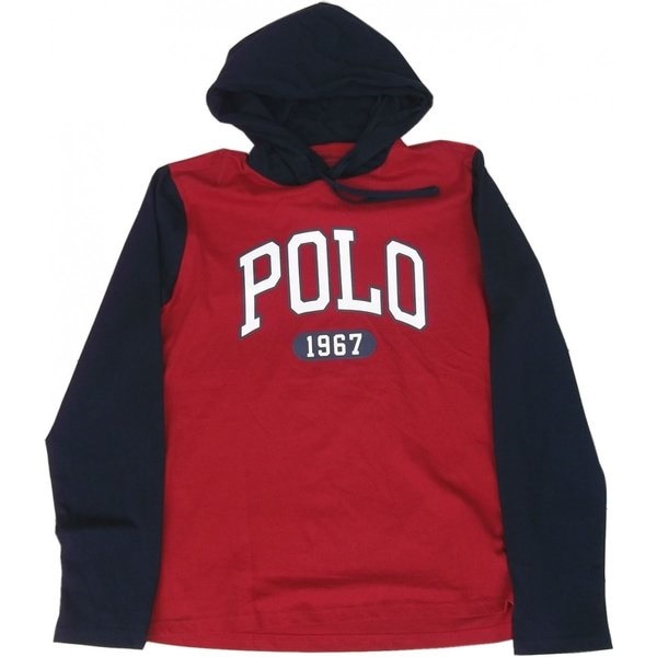 長袖 プリント パーカ Tシャツ レッド PR2-1308