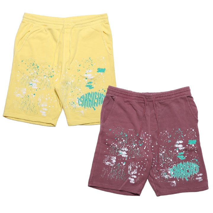 LIVE MECHANICS ハーフパンツ スウェット 半ズボン 短パン メンズ 春夏用 全2色 大きいサイズ ライブメカニクス ショートパンツ ペイント 飛び散り