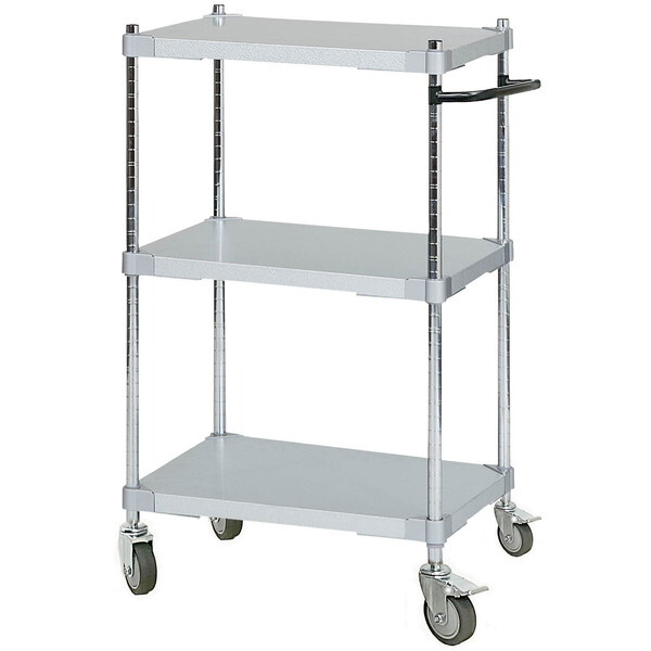 アイ・エル・シー TGGS3-46609BK ブラック PROFACE ガルバシェルフワゴン46×60 3段 ポール900 取っ手付き メーカー直送