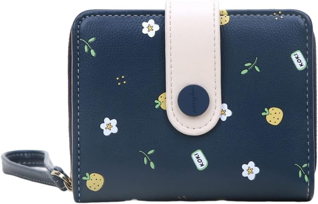 【20%OFFクーポン】財布 レディース 2つ折り財布 ファスナー ボタン 花柄 コインケース 大容量 小銭入れ カード入れ マチ付き 多機能 コンパクト ミニ財布 ウォレット PUレザー 軽量 かわ