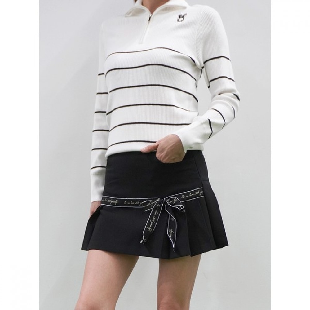 (ラックスゴルフ) ラックスゴルフグリーンクイーンレディースストライプハーフジップアップ長袖ゴルフニット GQ3A672W