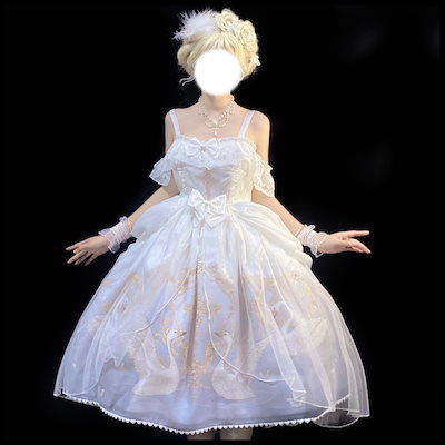 正規品デザインハクチョウ夢ワンピースエレガントcla系ライト花嫁ロリータ