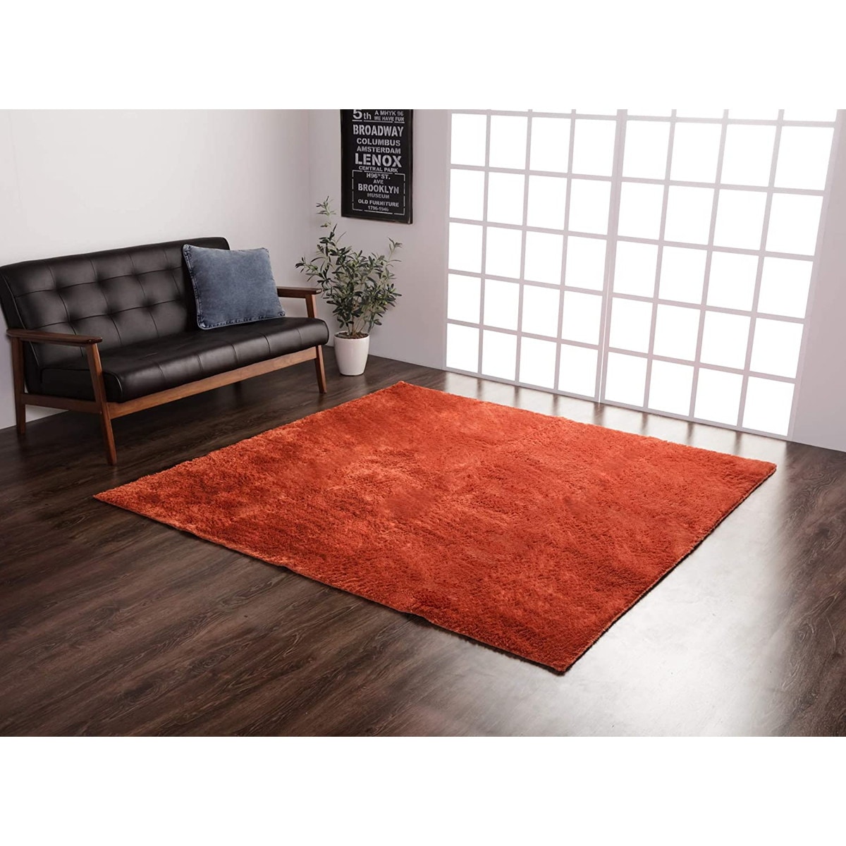 【i】ラグ カーペット 1.5畳 無地 シャギー調 選べる7色 『ラルジュ』 オレンジ 約130×185cm（ホットカーペット対応）【北海道・沖縄・離島不可】