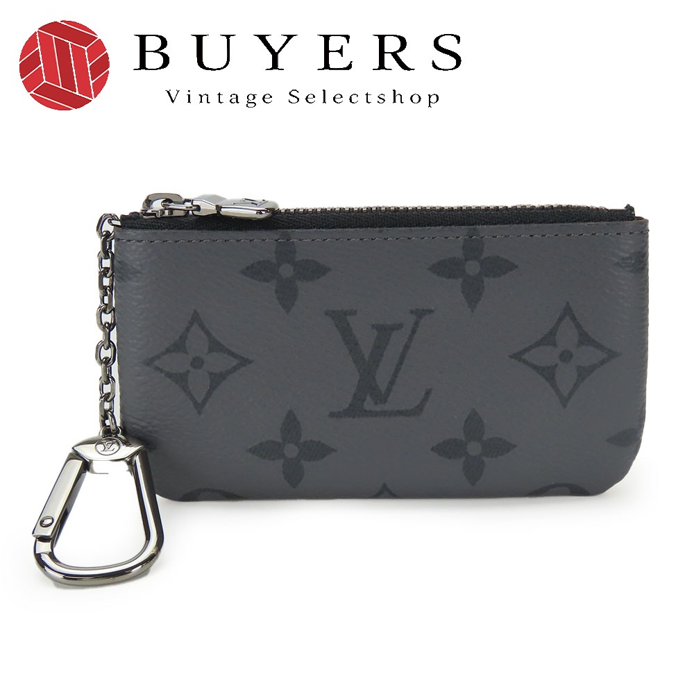 中古 コインケース ポシェット・クレ M80905 モノグラムエクリプス グレー ブラック シルバー金具 キーケース 小物 メンズ 男性