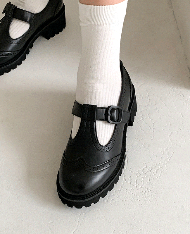 [MILOVANY] ルベル パンチング T ストラップ バンディング ウォーカー 窓 ローファー 5cm