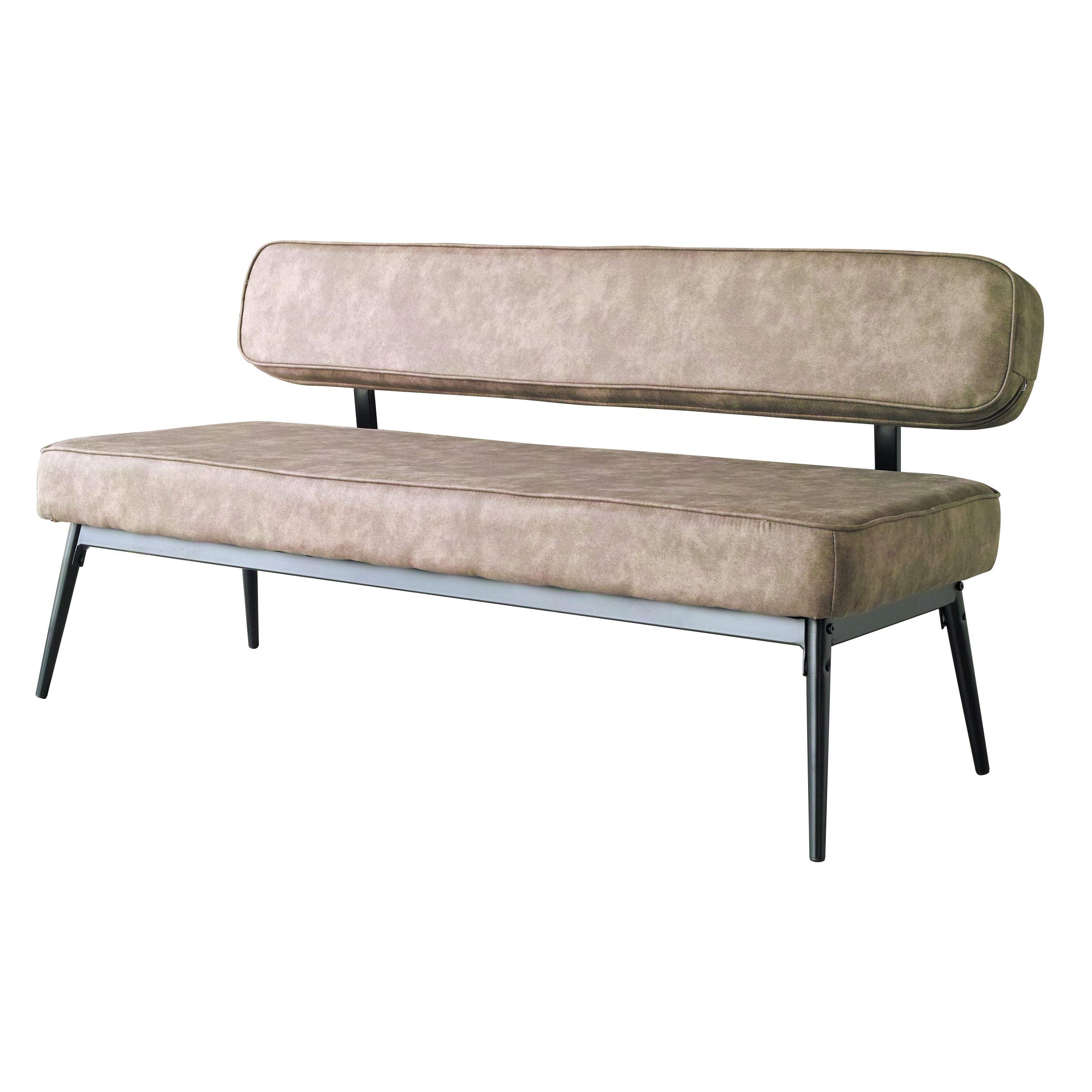 ソファー 肘なし 2人掛け 鉄脚 脚 アイアン アームレス ソファ 2人 おしゃれ DENNY (チョコレート ブラウン) スエード ヴィンテージ