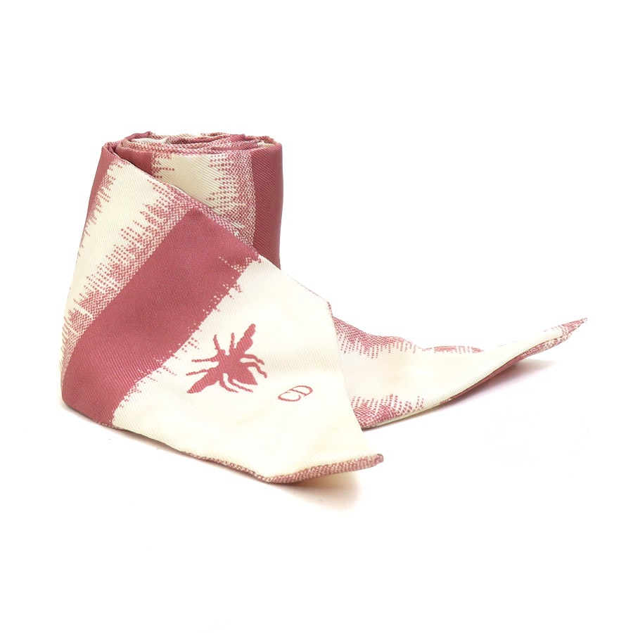 クリスチャンディオール Christian Dior スカーフ ツイリー シルク レッド系 レディース h31420g