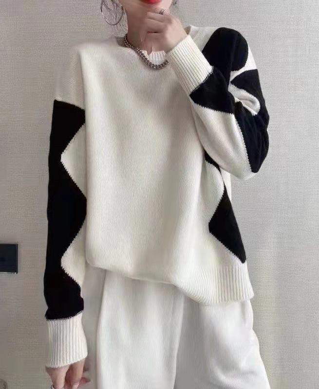 トップス ニットソー セーター プルオーバー ロング ロング丈 袖あり 長袖 ドロップショルダー 萌袖 ラウンドネック クルーネック 裾ワイド もこもこ モコモコ ふわふわ ニット 厚手 アクリル