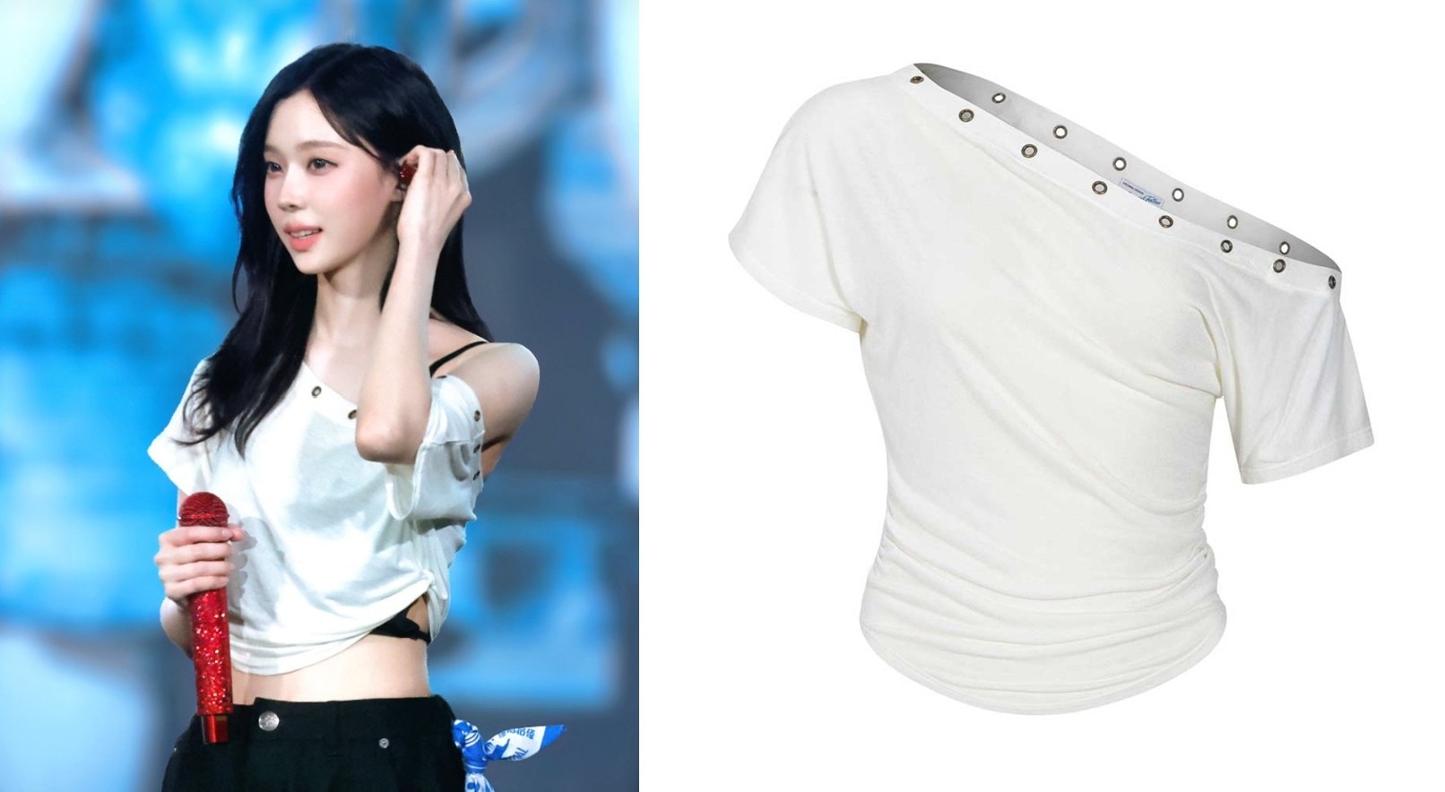 [AESPA WINTER]Harry Button Unbal Shirring Short Top_4COLOR