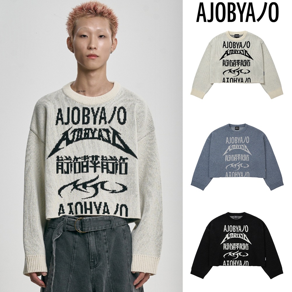 【AJO AJOBYAJO】 Total Logo Cropped Sweater