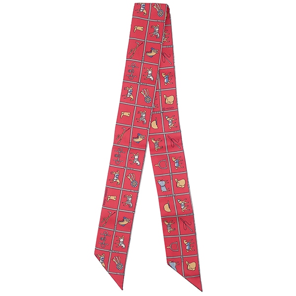 エルメス HERMES スカーフ ツイリー シルク グレナディン×キャメル×ブルー 新品 未使用【COUVERTURES ET TENUES DE JOUR/馬着】 【箱】【中古】