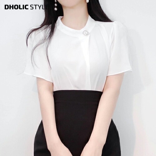 ブローチポイントシフォンブラウス・p528555