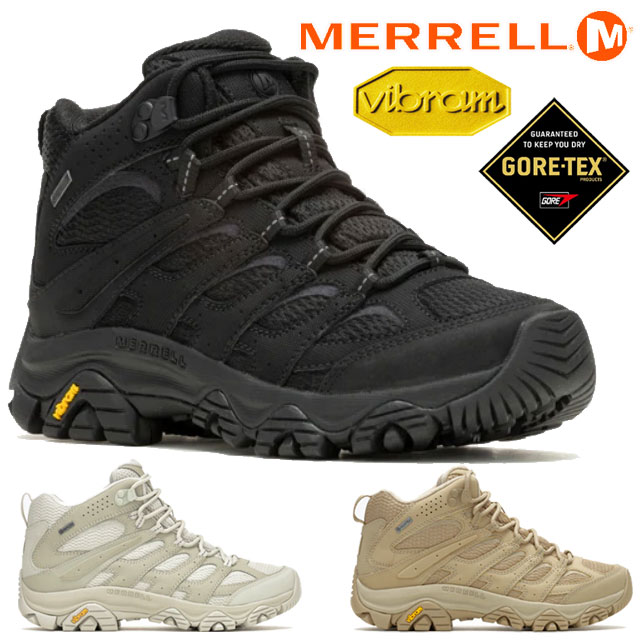 メレル レディース モアブ 3 シンセティック ミッド ゴアテックス 防水 ハイキングシューズ アウトドア トレッキングシューズ ミッドカット 靴 黒 ブラック バーチ インセンス J500424 J