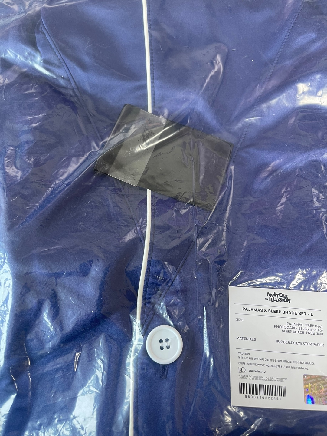 ATEEZ ANITEEZ IN ILLUSHION POP UP OFFICIAL MD PAJAMAS & SLEEP SHADE SET L Size RANDOM PHOTOCARD