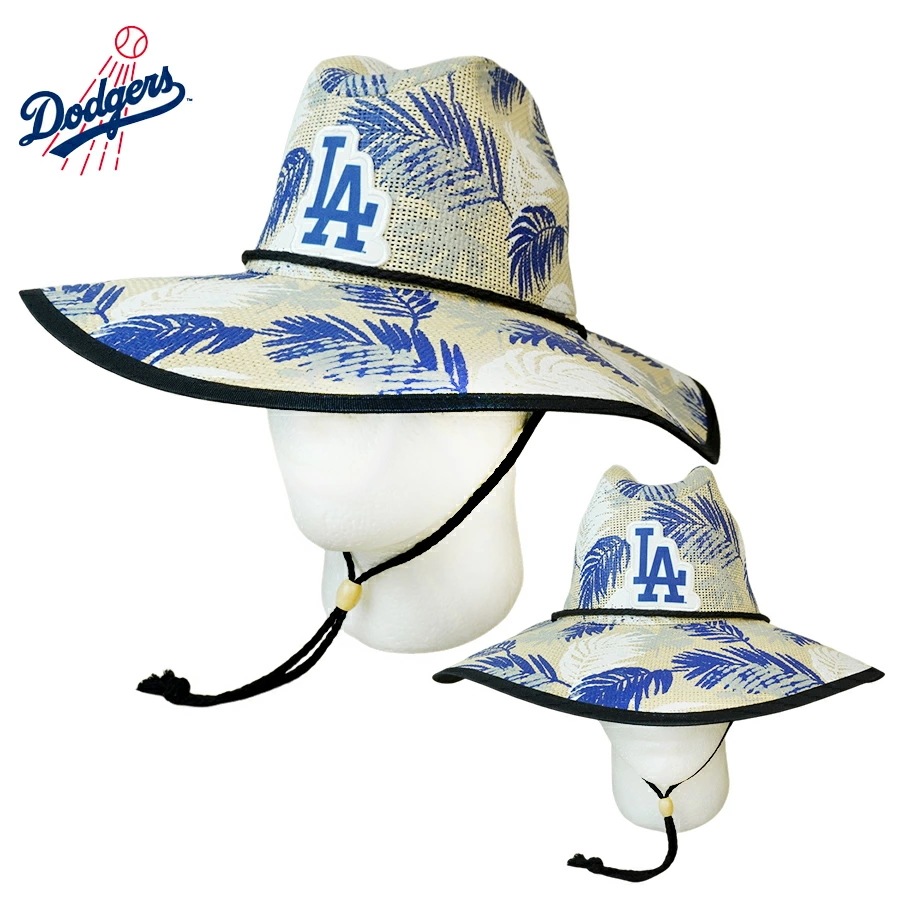 FOCO ロサンゼルス ドジャース公式STREW HAT ストローハット 麦わら帽子 リーフ 総柄 アロハ大谷翔平 LA DODGERS メジャーリーグ 帽子 ロゴ 野球 オフ