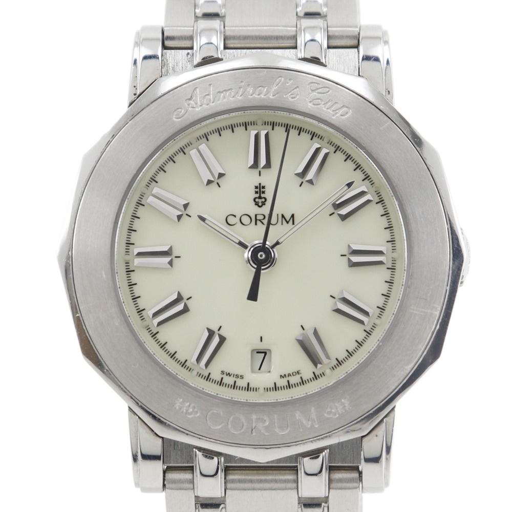 CORUM コルム アドミラルズカップ 39.130.20.V585 腕時計 ステンレススチール クオーツ アナログ表示 レディース アイボリー文字盤 中古品
