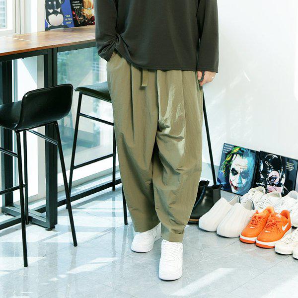 WMT メンズセラフィックワンタックベルトポイントワイドバルーンパンツ