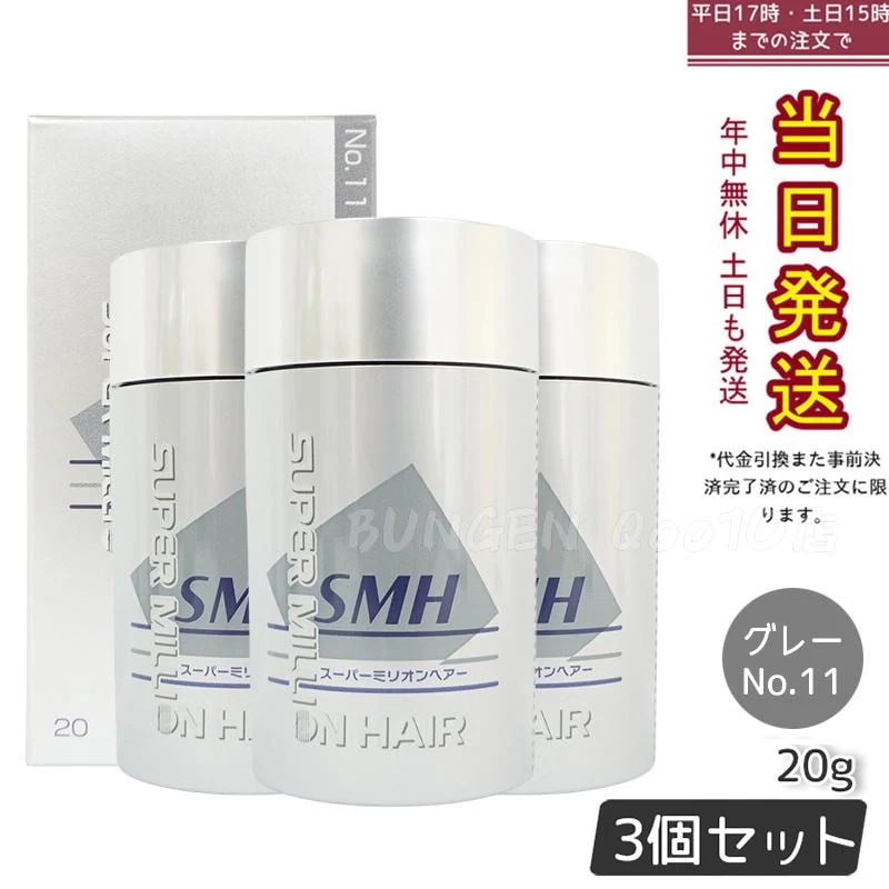 【3個セット】ルアン スーパーミリオンヘアー 20g No.11 グレー 髪 頭 薄毛隠し 薄毛 分け目 つむじ ボリューム 男性 女性 白髪かくし