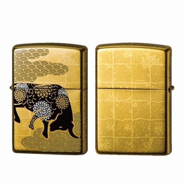 即納 オイルライター 金塗り本金蒔絵 牛 CZA-2-18A