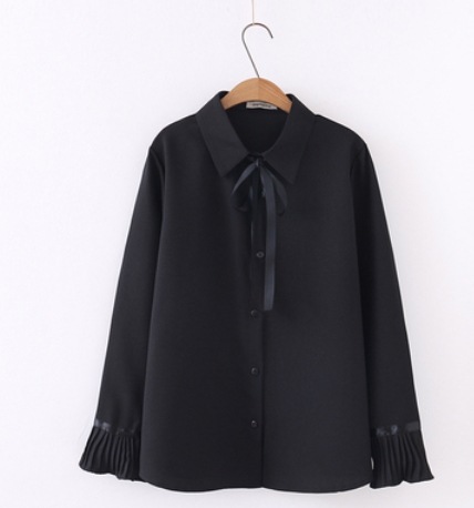 リボン付き長袖ブラウス トップス 袖あり 綿 リボン 爽やか 大人スタイル 大人可愛い きれいめ シンプル カジュアル 大人 上品 おしゃれ かっこいい レトロ アジアン 大人可愛い 大人女子