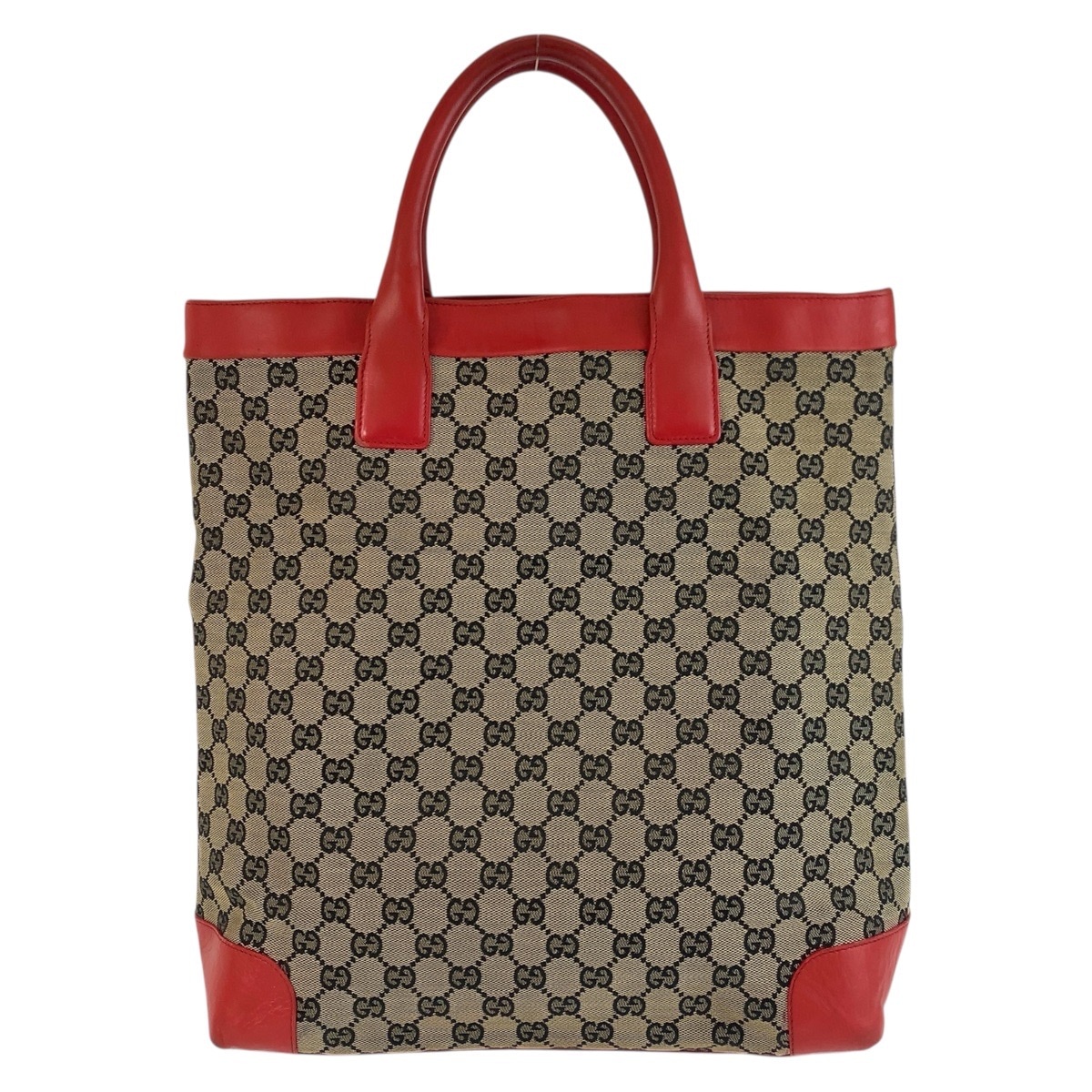 レッド ベージュ GGキャンバス/レザー 002 1121 トートバッグ ハンドバッグ レディース 504633