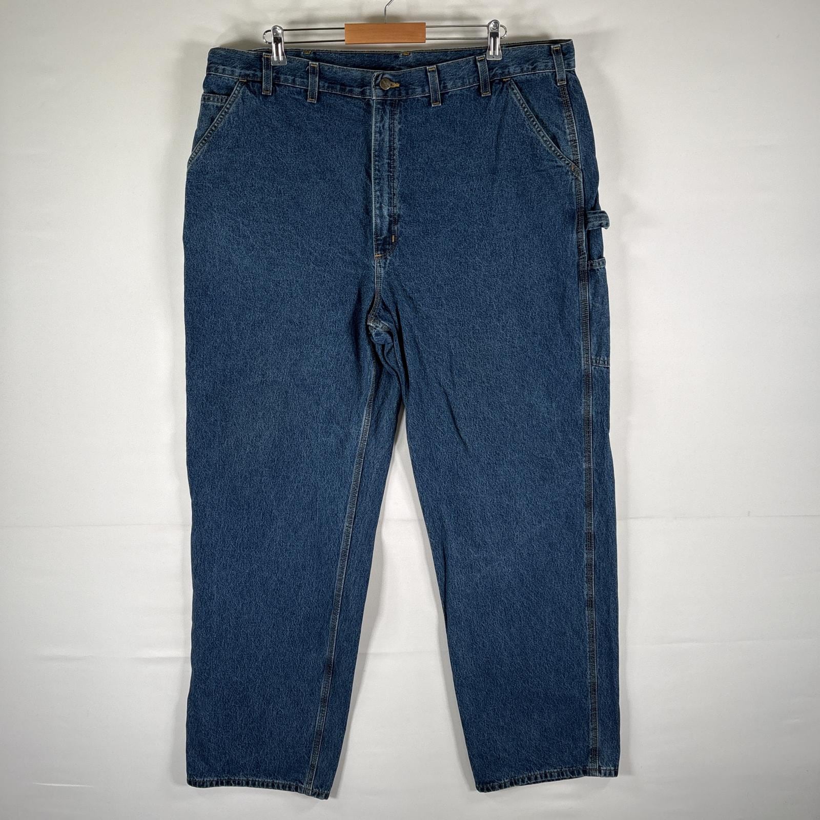 古着 デニムパンツ ペインターパンツ ワーク ジーンズ ジーパン ボタンフライ 大きいサイズ w44 L34 ブルー メンズ