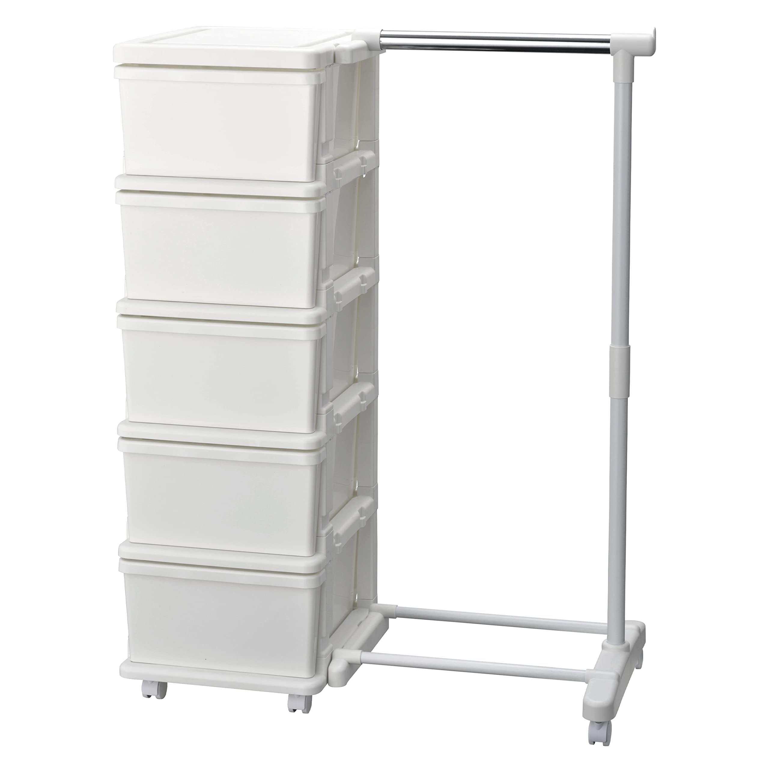 JEJ SEEDS(シーズ) ハンガーラック & 5段チェスト セット ホワイト SIU-5-WH-H