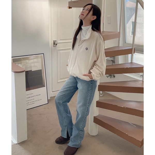 ステッチ ロゴ フリース ジップアップ ジャケット/Stitch logo fleece zip-up jacket