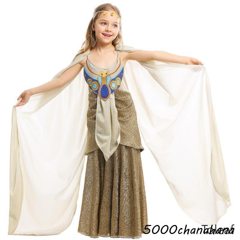 [本日のセール]女神 キッズ コスプレ衣装 親子 古代 ゴールド 女の子 仮装 エジプトン ギリシャ神話 子供用 ローマ テナ 5,350円