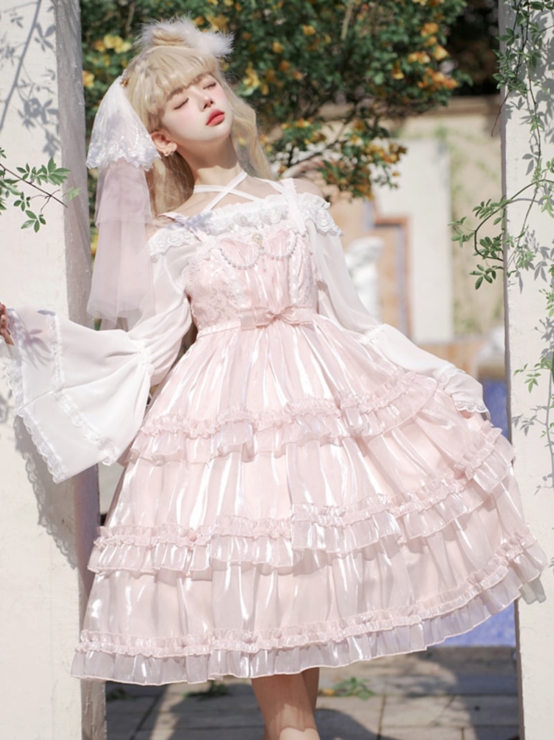 2024新作 夏 ロリータ ワンピース 可愛い レース ロングスカート コスプレ セクシー 可愛い ロリータ 制服 カフェ仮装