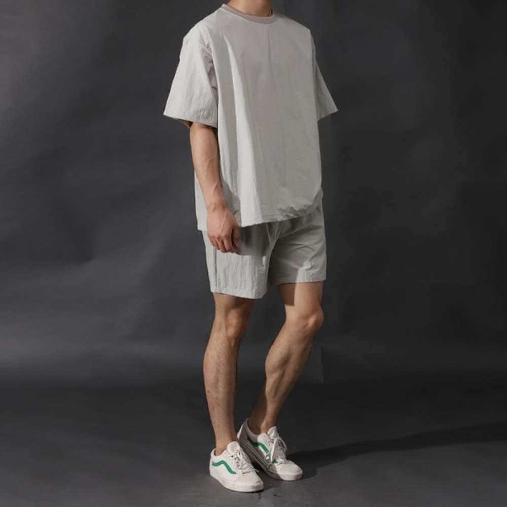 (ジュアンス) ソフトレーヨンオーバーフィットアノラックショートスリーブセットアップ DMBP2114