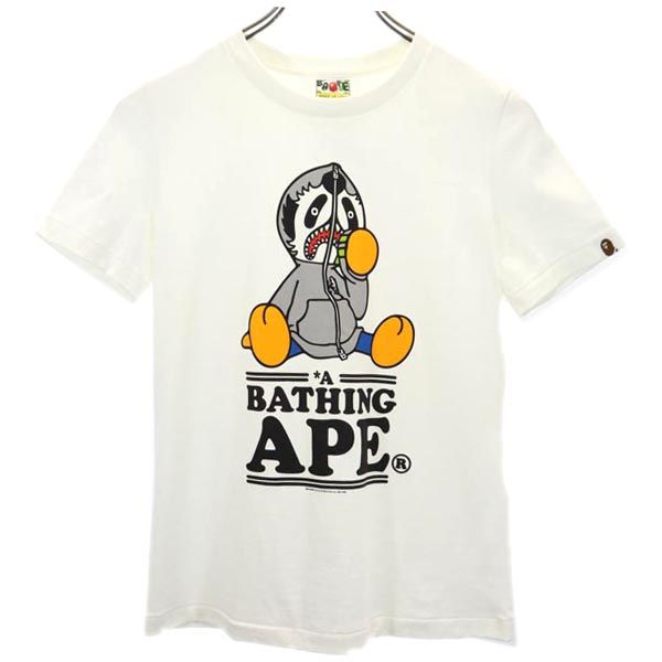 日本製 ロゴプリント 半袖 Tシャツ XS ホワイト系 レディース