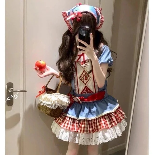 【急速発送】可憐な田園風ロリータワンピース半袖OPロリータポンポンプリンセススカート秋の万能アイテム 12,267円