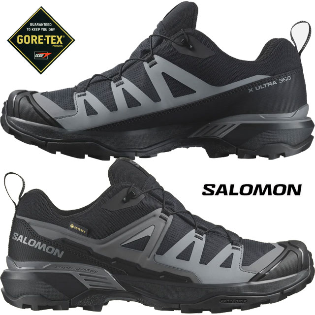 サロモン メンズ スニーカー X ウルトラ 360 ゴアテックス 防水 ハイキングシューズ 滑りにくい 靴 レースアップ ローカット アウトドア ブラック 474532