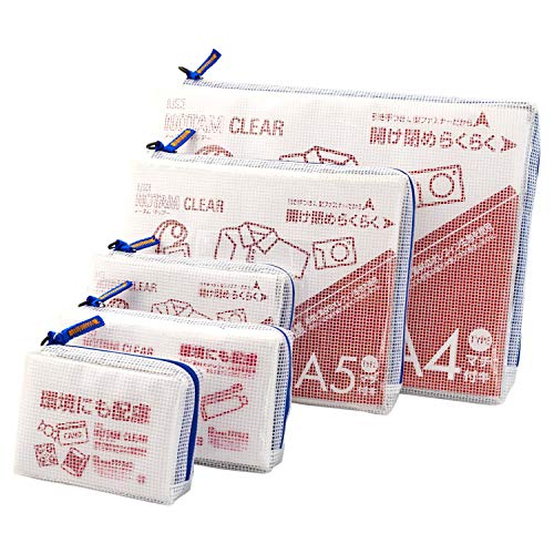 ノータム メッシュケース マチ付き クリア 5種パック ブルー UNCM-5P#36