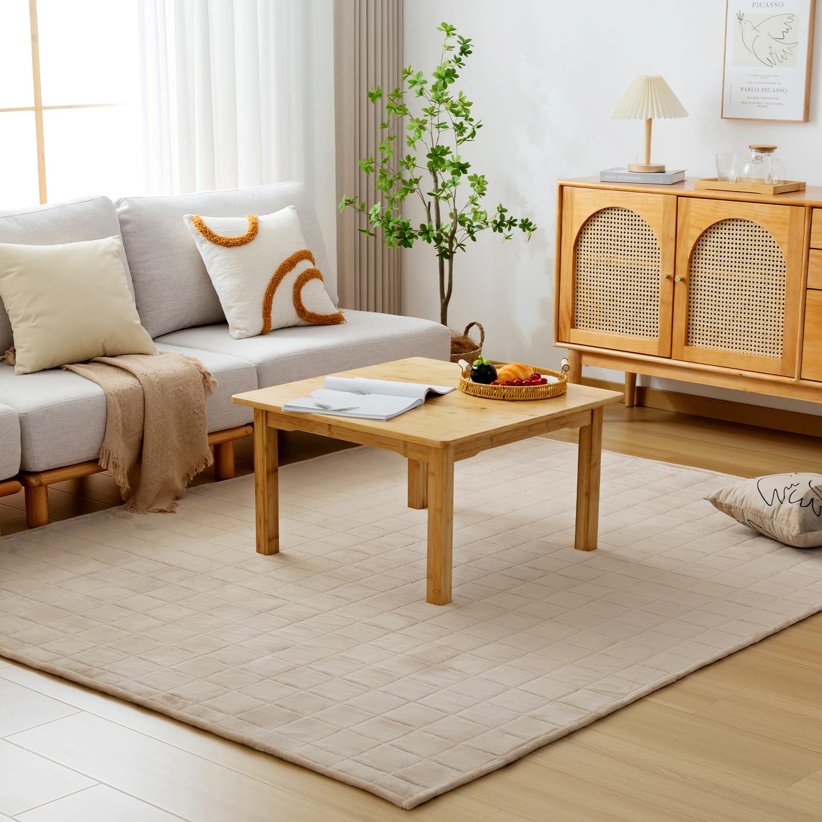 Housecover カーペット キルトラグ ラグマット滑り止め付 洗える 185×235cm 約3畳 絨毯 防ダニ 抗菌 防臭 オールシーズン快適に使用 床暖房 ホットカーペット対応 ふわふわ肌触り