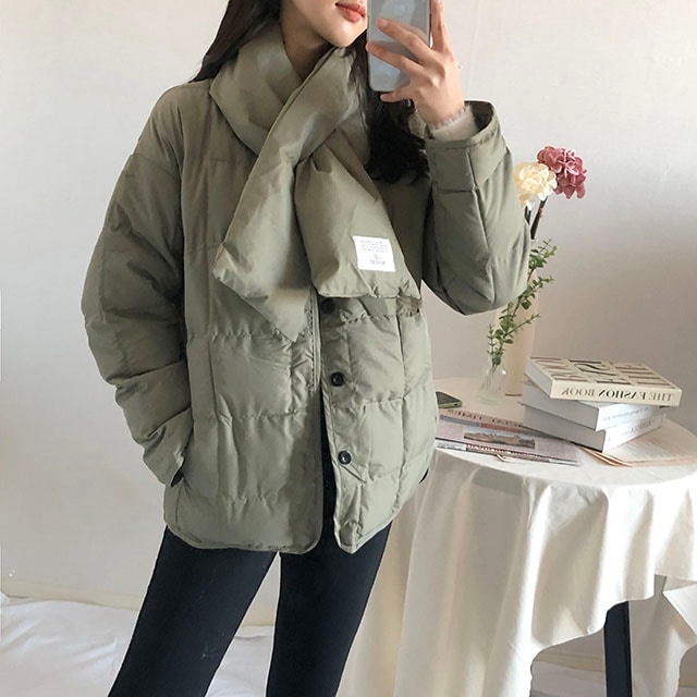 ツーウェイマフラー ブイネック キルティング ダウンセット