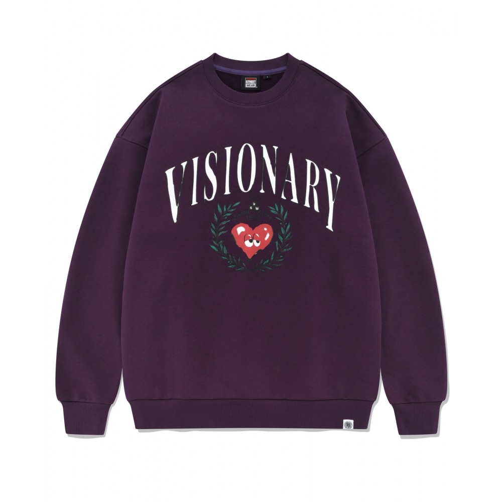 VISION StreetWEAR VSW ハートエンブレム クルーネック ダークパープル