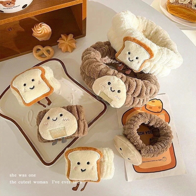 10点セットかわいいパンおにぎり洗顔ヘッドバンド女性の高弾性伸縮性パンヘアバンド袖口リストストラップジュエリー防水