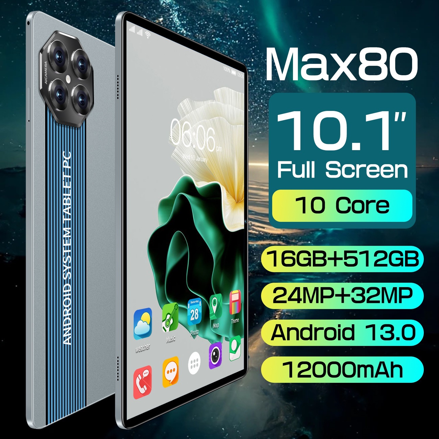 【2025新品】タブレット PC 10インチ Android 14.0 8+256GB Wi-Fiモデル 通話対応 IPS液晶 simフリー GMS認証 軽量 在宅勤務 ネット授業 人気 ギフト