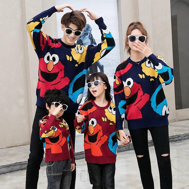 【超お得1つ買うと10個もらえる】急速出荷セサミストリート 親子服 ニットトップス レディース キャラクター ニット セーター タートルネック 親子ペア ペアルック コスプレ衣装 家族 ママ パパ