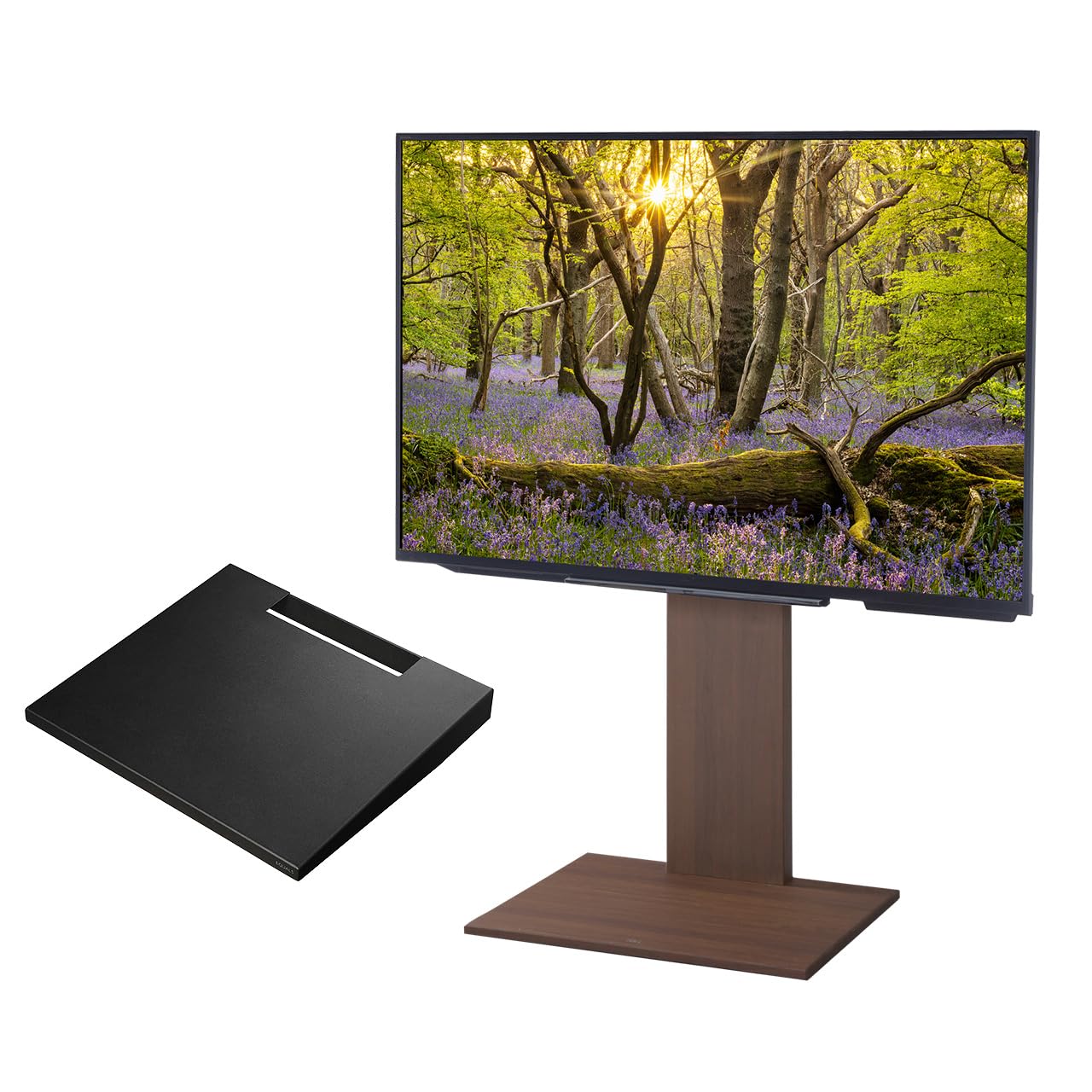 イコールズ テレビ台 壁寄せテレビスタンド WALL V2 ロータイプ (2020モデル) +棚板レギュラーサイズセット 32型60型対応 オールウォールナット (棚板:サテンブ 41427