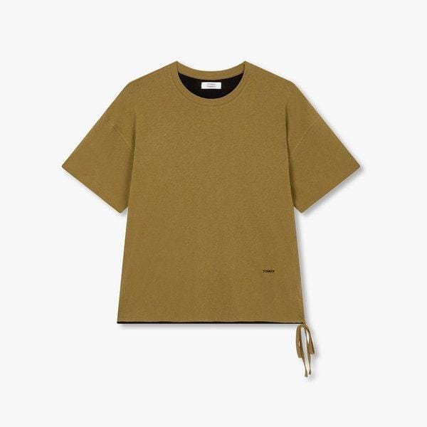 二重配色ストリングディテール半袖Tシャツ (910622221CT)
