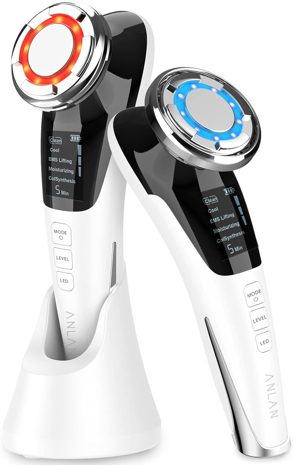 【美人百花掲載 】ANLAN 美顔器 ems リフト 温冷ケア LED光 1台8役 温冷美顔器 目元 口元 イオン 毛穴ケア 自宅用美顔器 (ホワイト)