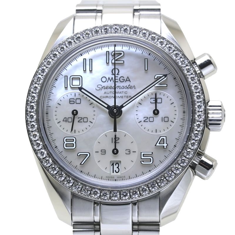 スピードマスター 324.15.38.40.05.001 クロノグラフ 38mm ダイヤベゼル シェル ステンレススチール ユニセックス /39838【中古】【腕時計】