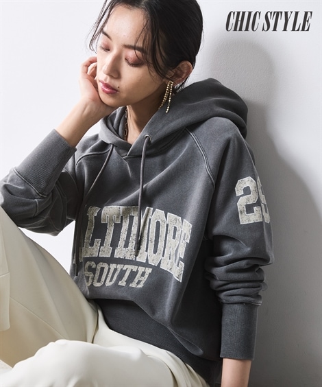 パーカー 綿100％ロゴプリントパーカー 大きいサイズ有 シックスタイル