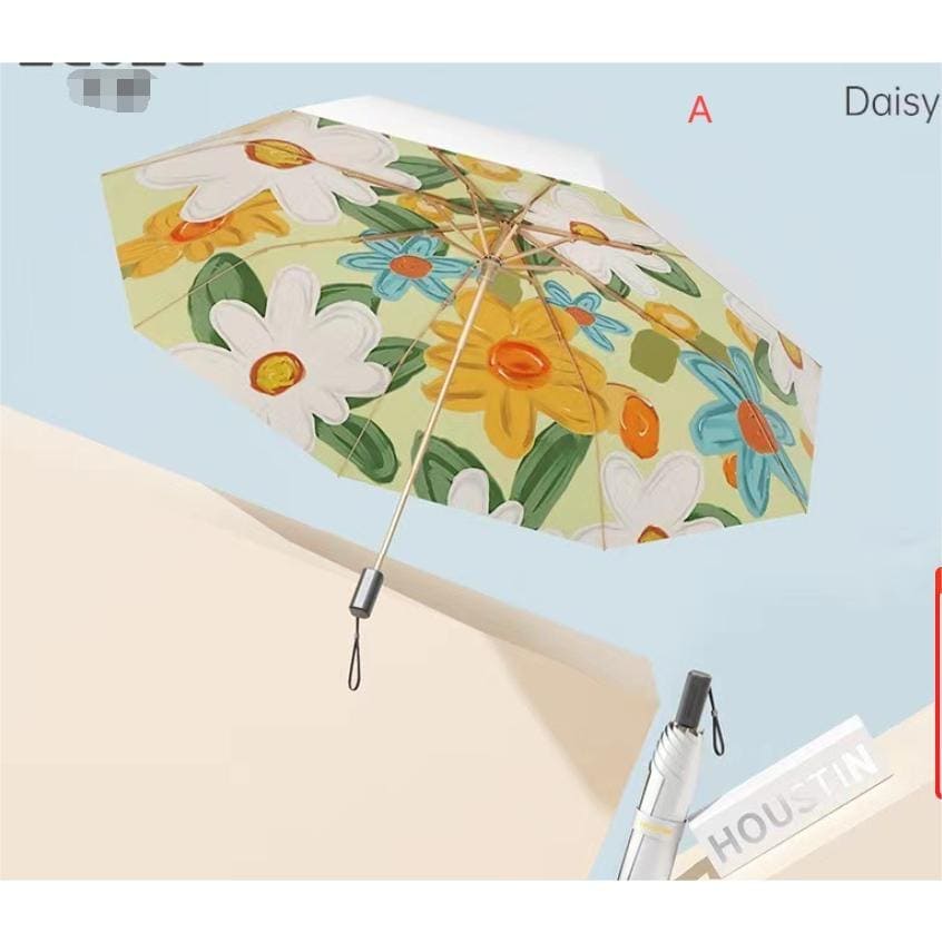 新着 レディース折りたたみ日傘おしゃれ日傘完全遮光断熱折りたたみ日傘花プリント紫外線防止日傘晴天の日は携帯傘3段折りたたみ日傘紫外線対策