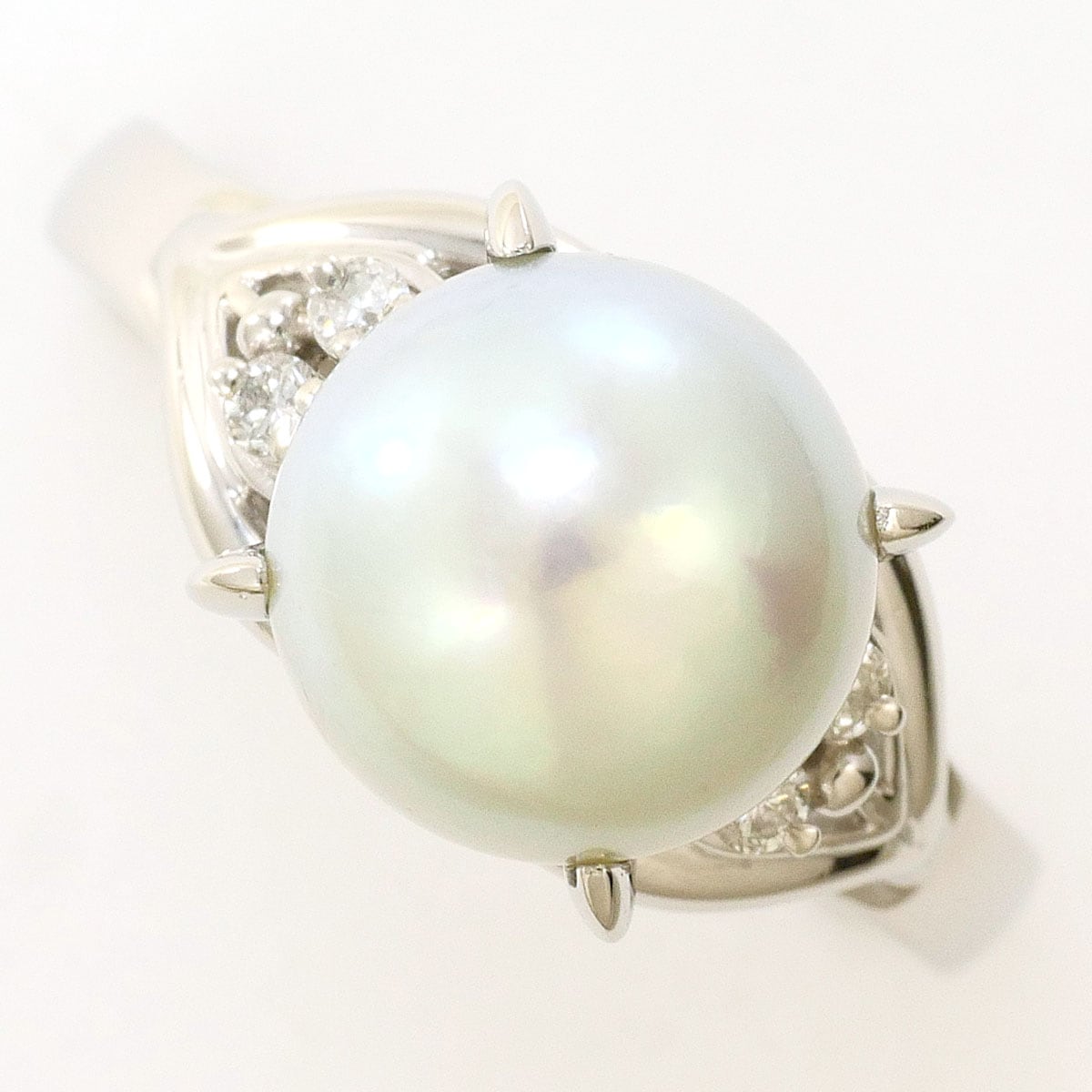 PT900 プラチナ リング・指輪 12号 パール（真珠） ダイヤモンド 0.07ct 総重量約5.8g 中古