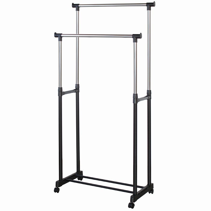 ハンガーラック 洋服掛け おしゃれ 洗濯物室内干し 高さ調節 キャスター 衣類収納 頑丈 スリム 2段 幅81.5cm