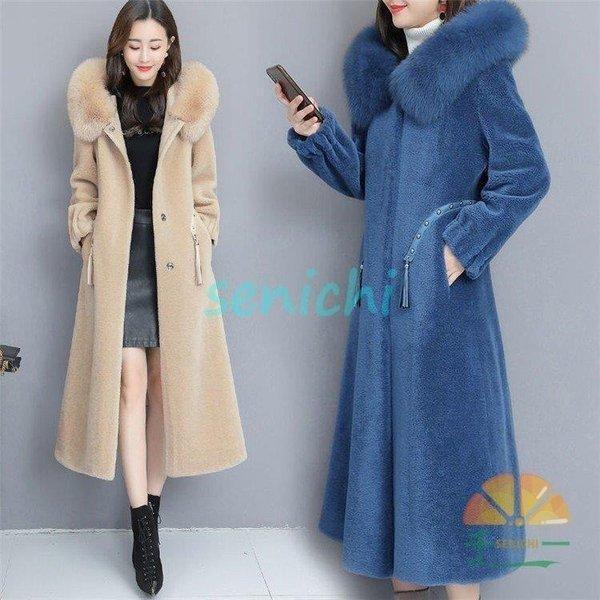 ムートンコート レディース ロング丈 秋 冬 毛皮コート ファーコート ロングコート アウター 着痩せ お洒落 上品 母親 通勤 OL 防寒 ファー付き 30代 40代